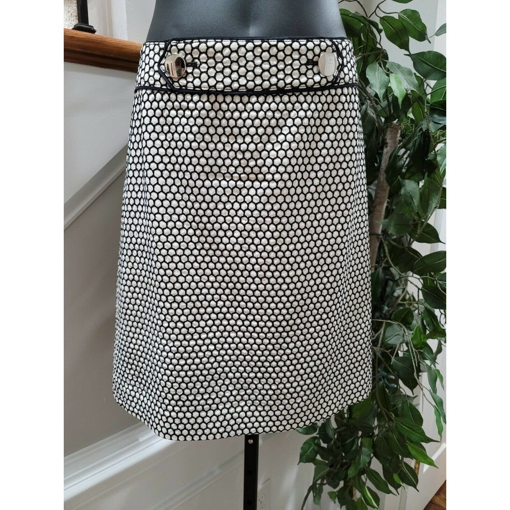 Ann Taylor Women's White Silk & Rayon‎ Button Closure Knee Length Skirt Size 4